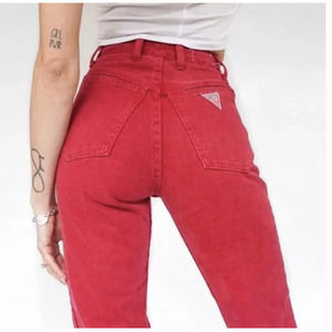 Guess by Georges Marciano 90's Vintage Red High Rise Jeans Size 27